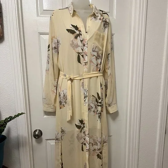 leith floral maxi dress Leith + Floral Print Maxi Dress